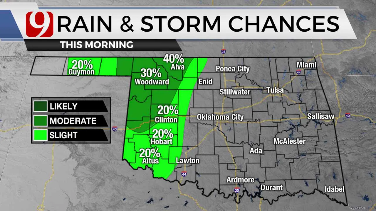 Rain and storms Friday morning.