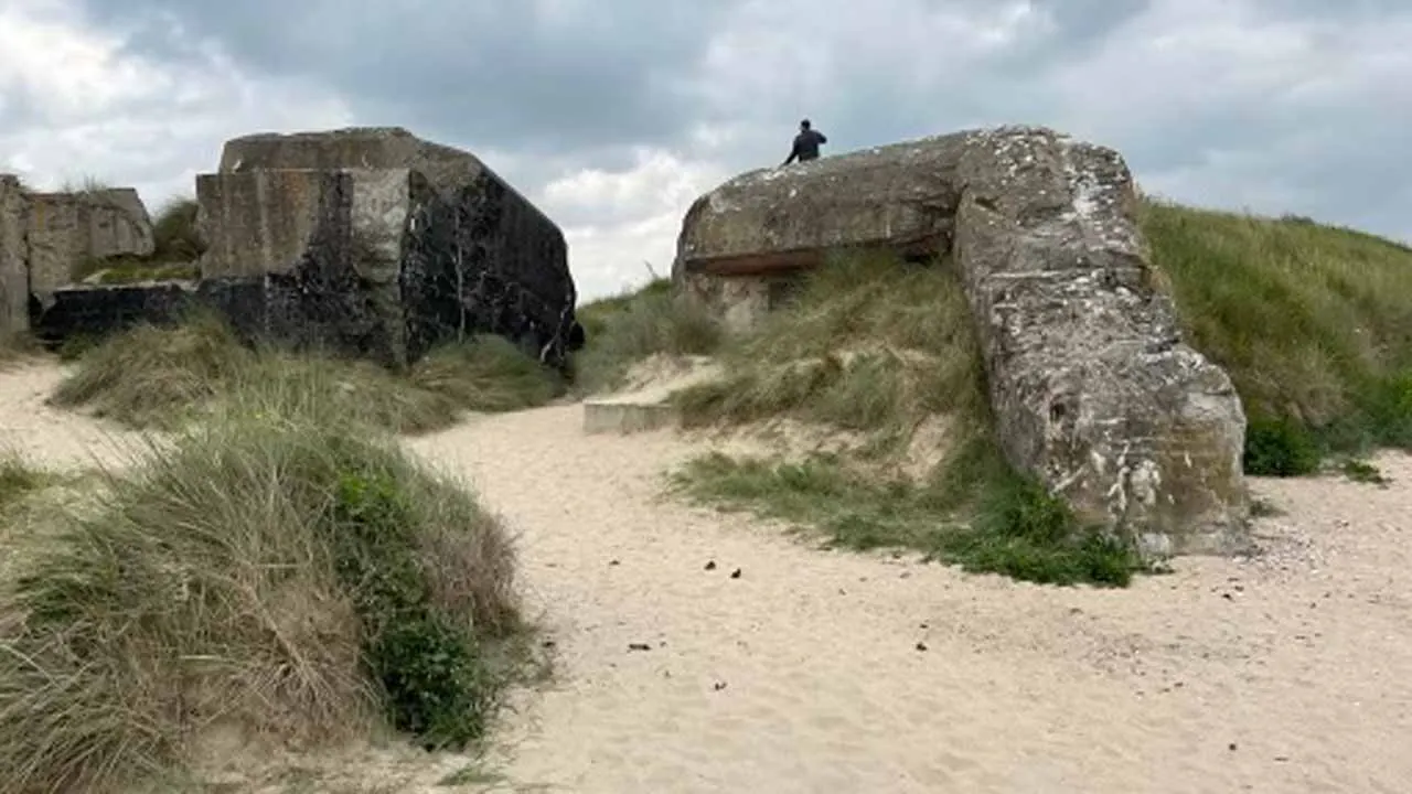 Remains of defensive fortifications in Normandy.