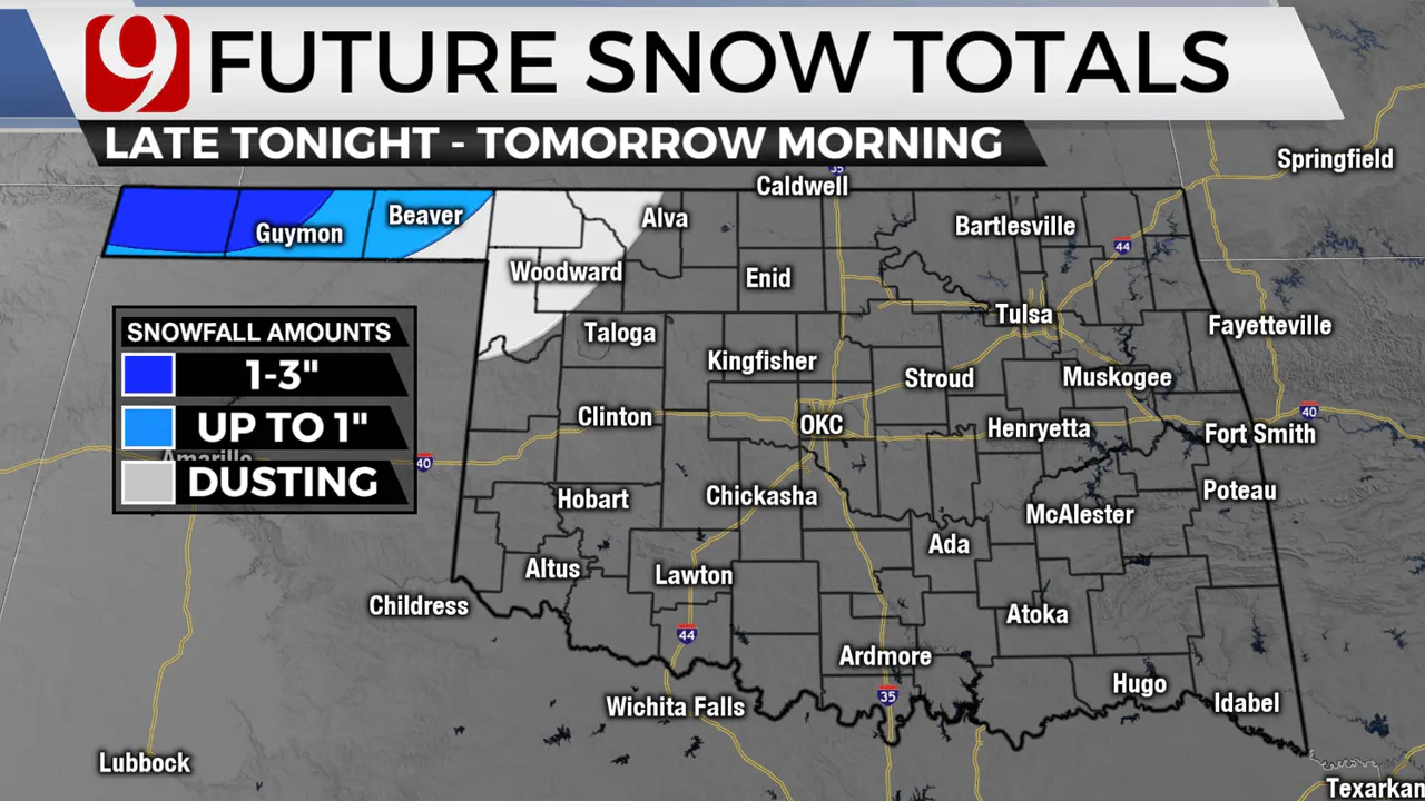 NW Oklahoma Expecting Snow, Southwest Seeing Chances For Storms