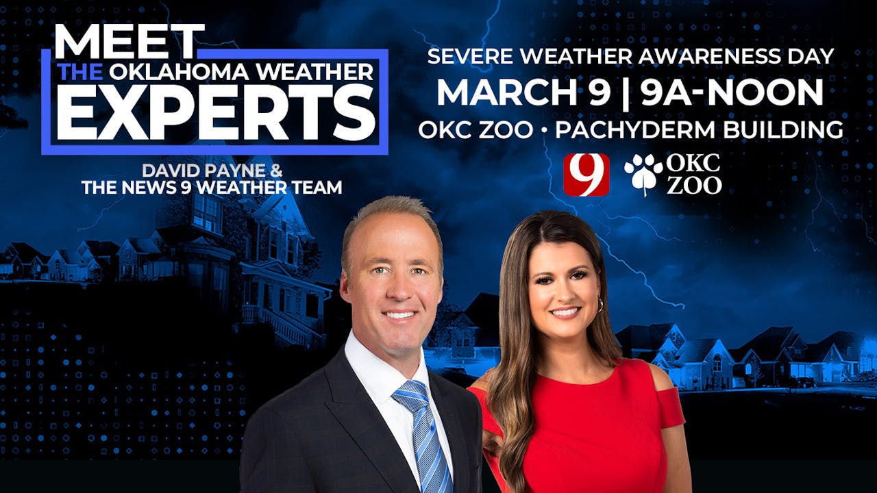Join David Payne and the largest weather team in the state for some family-friendly fun at the Oklahoma City Zoo from 9 a.m. to noon on Saturday, March 9, 2024.