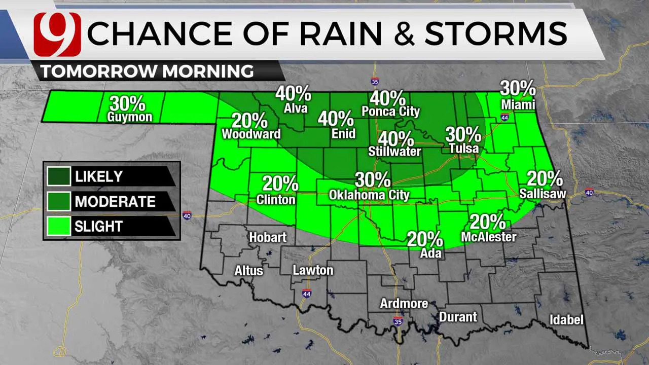 Storm chances Wednesday morning.