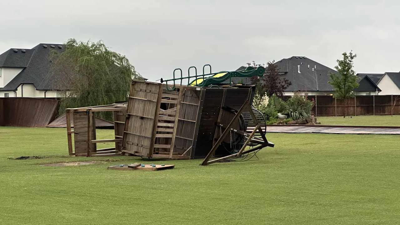 Damage caused by heavy winds in Edmond.