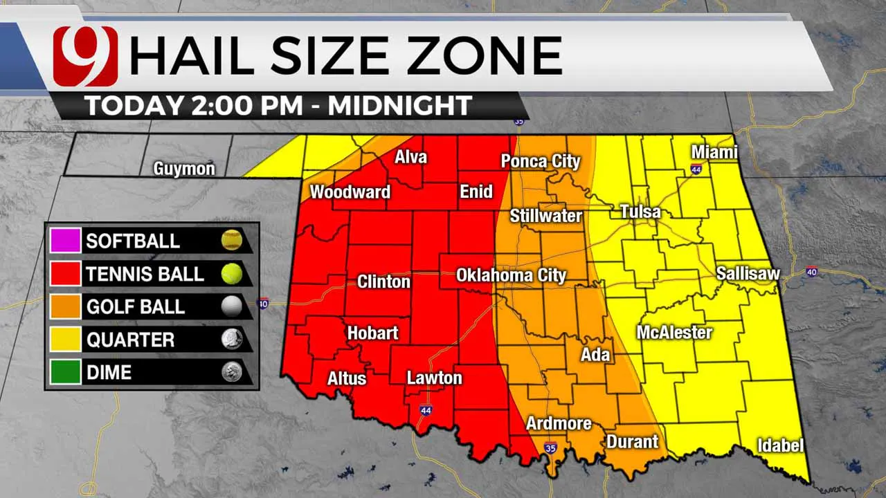 Hail zone on Thursday.