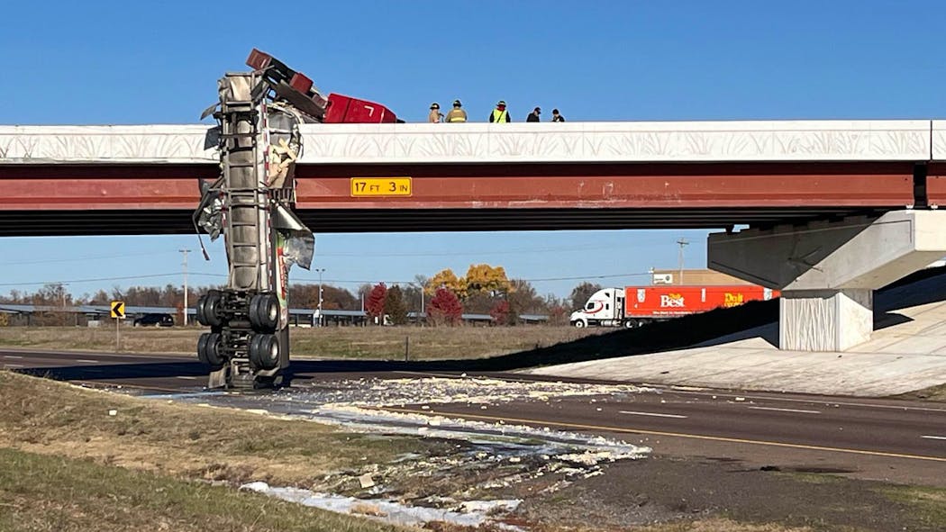 Semi Over Bridge I35