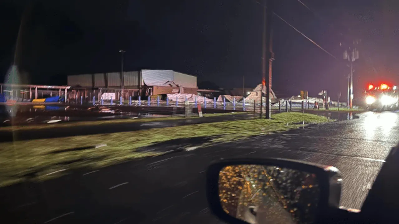 Storm damage to Newcastle Primary School.