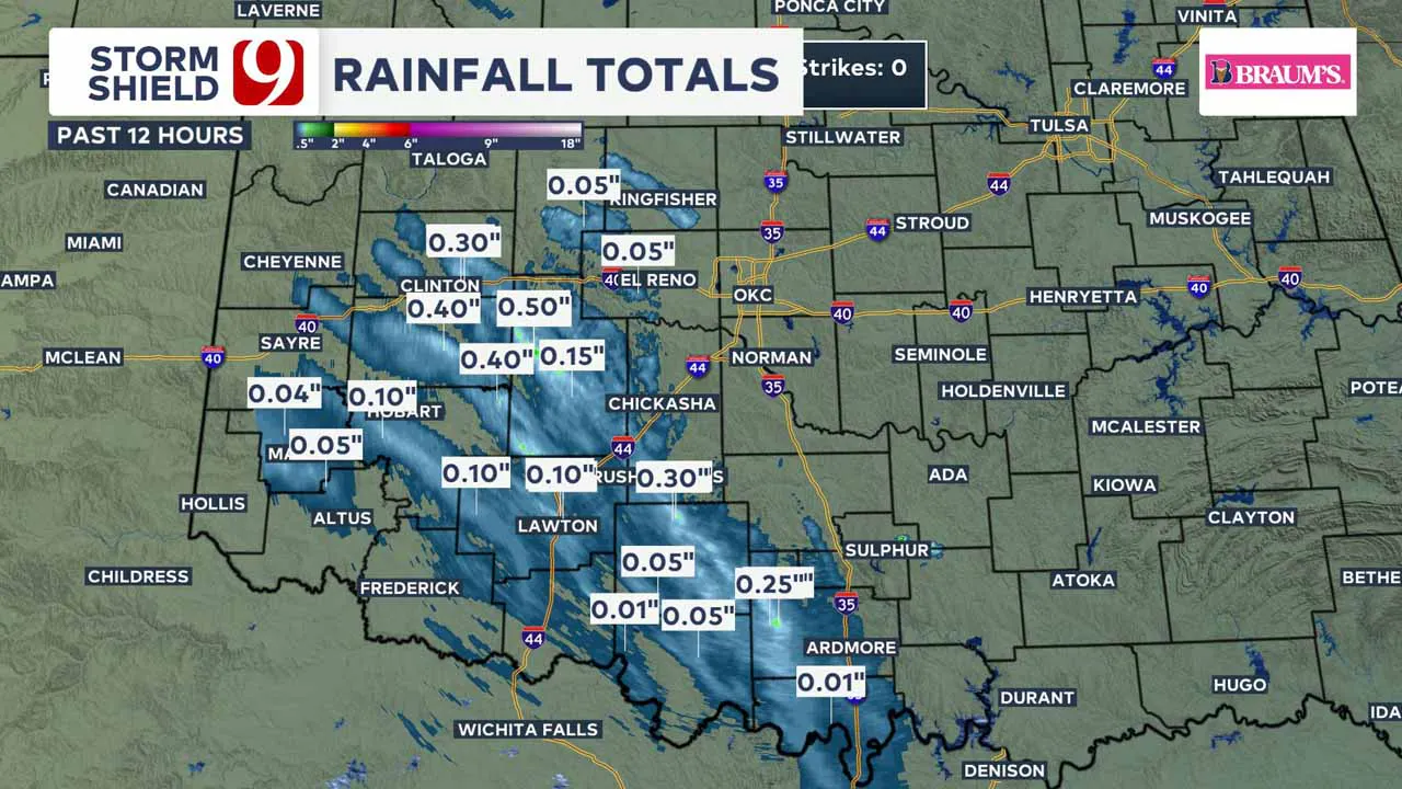 Rain totals across Oklahoma.