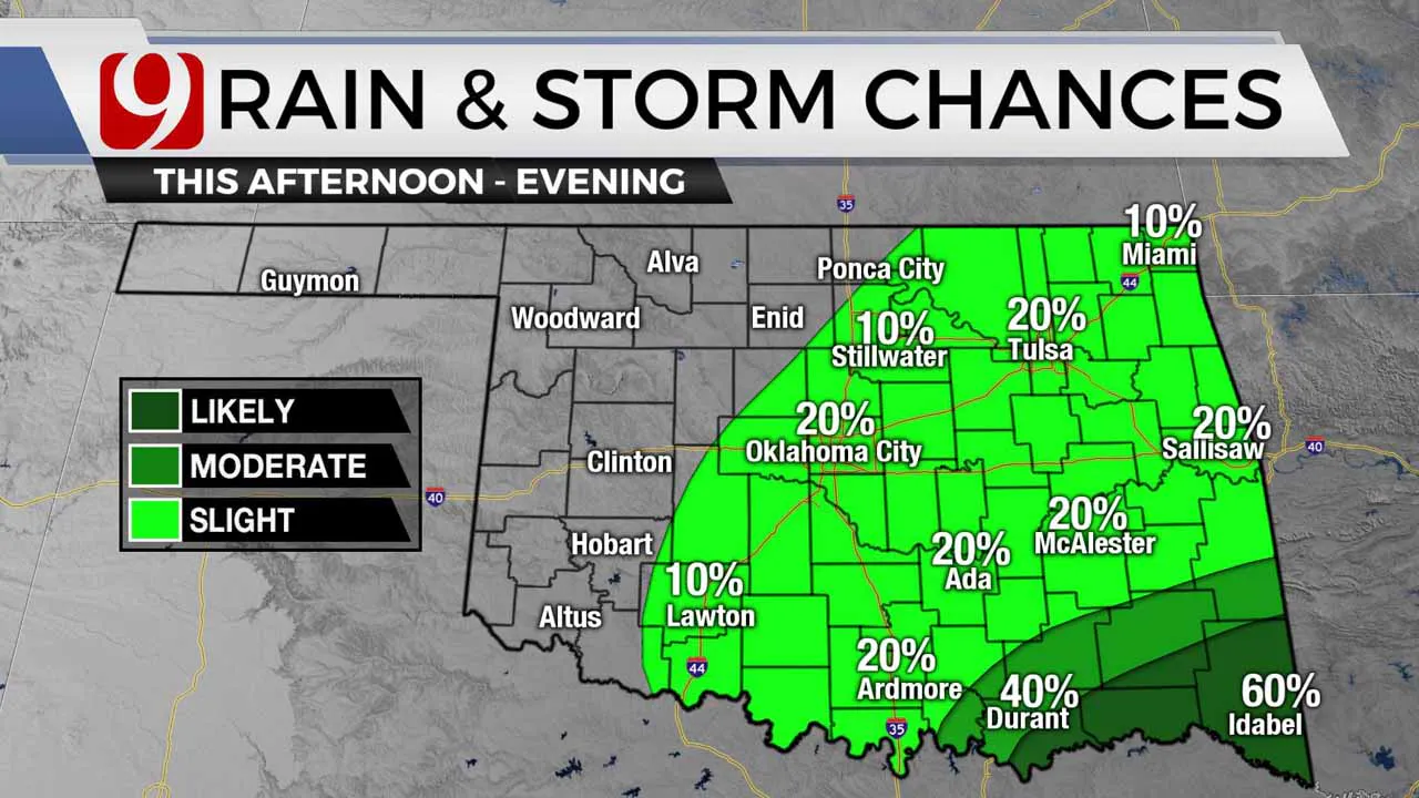 Rain and storm chances on Wednesday.