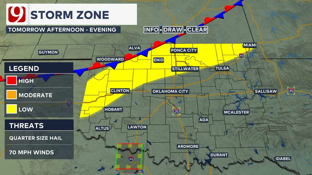 Storm zone on Thursday.