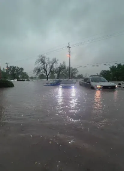 Cars submerged in water