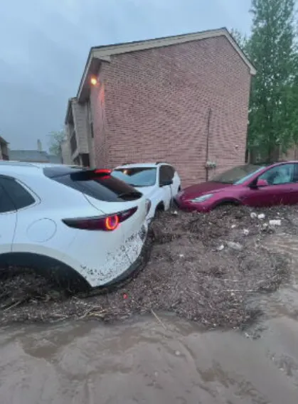 Cars submerged in water