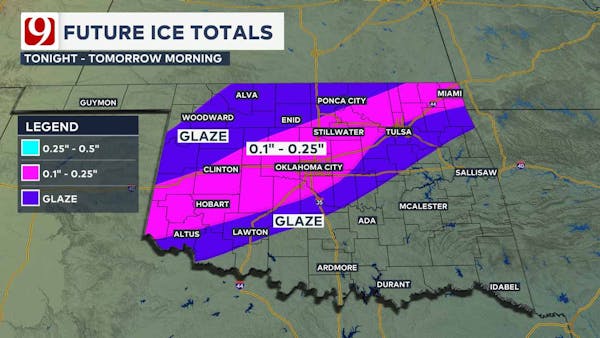 Ice totals Tuesday and Wednesday.