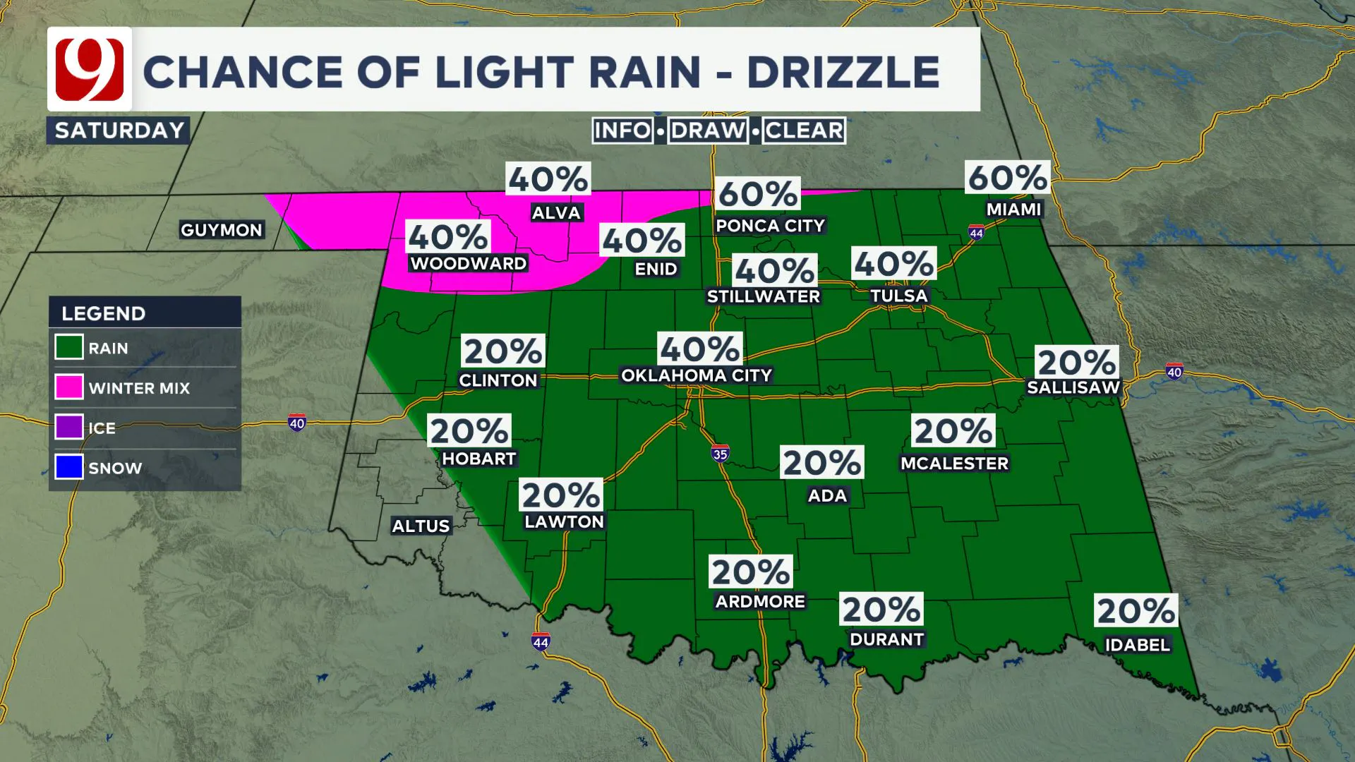 chance of light rain