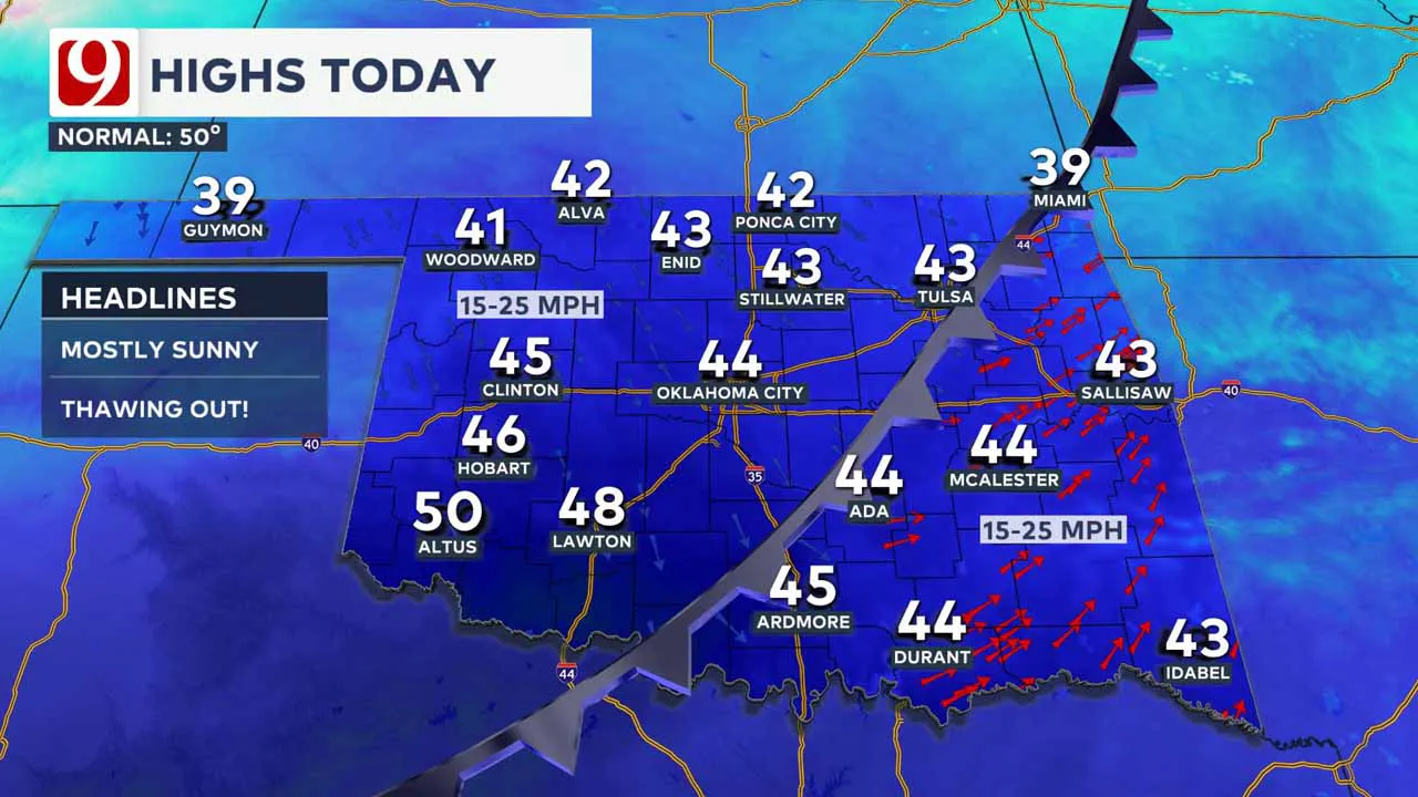 Highs on Wednesday.