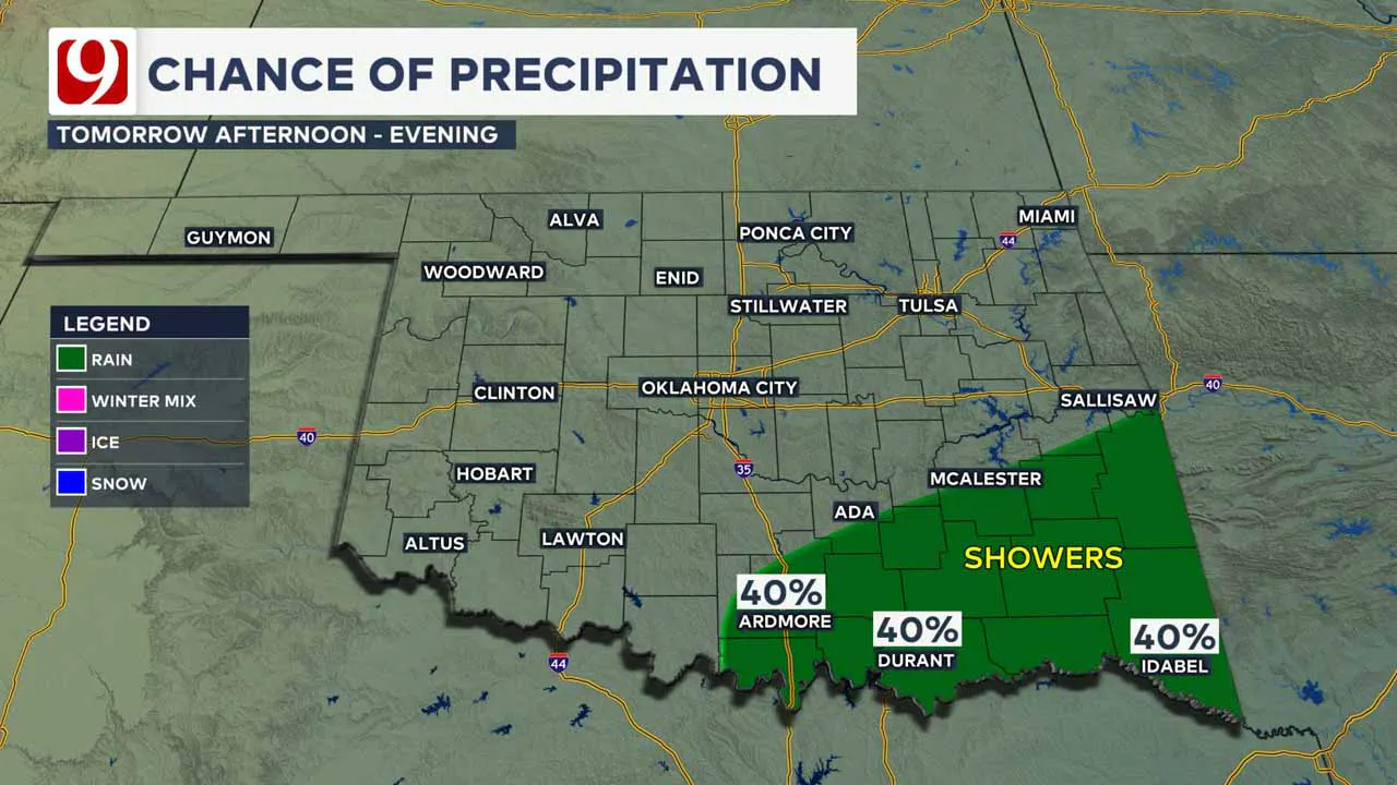 Precipitation chances on Saturday.