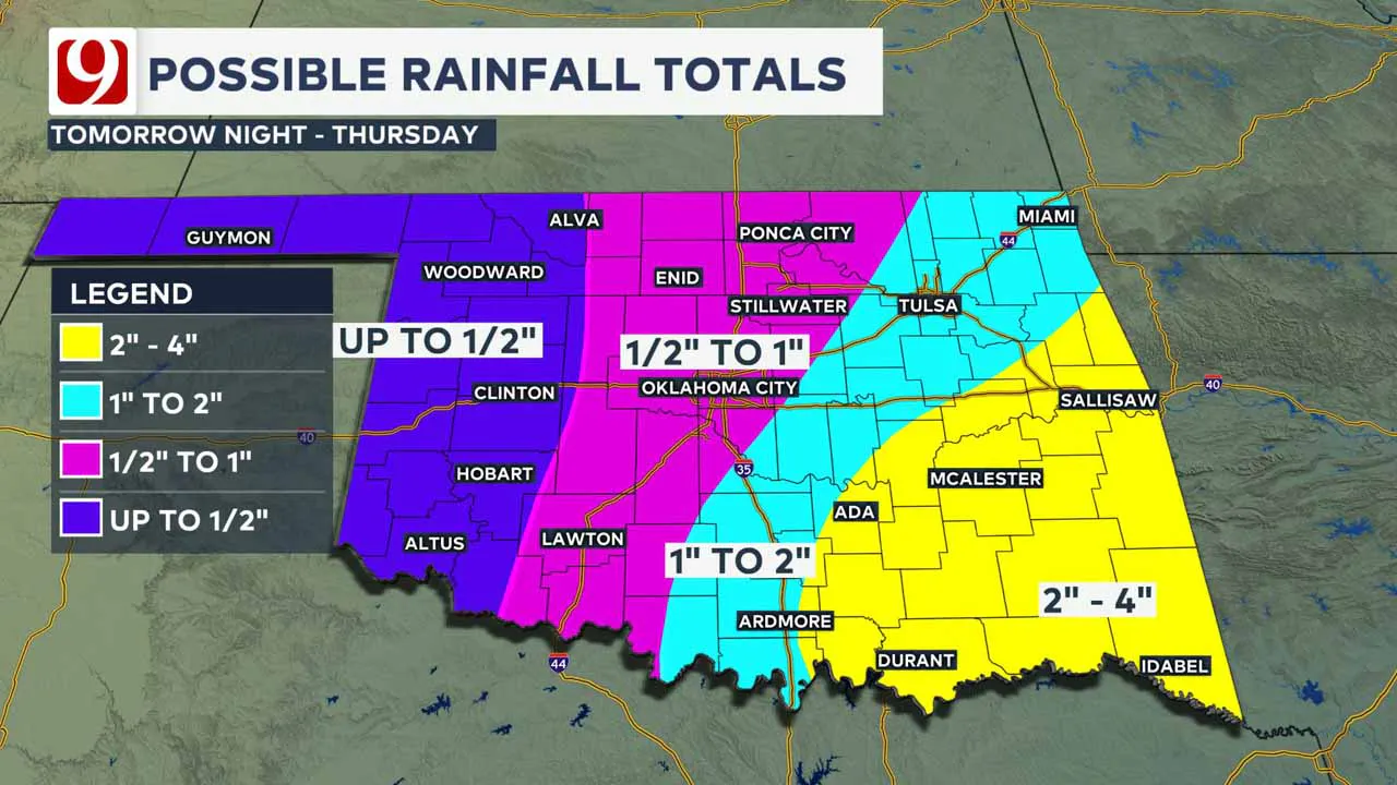 Possible rain totals.