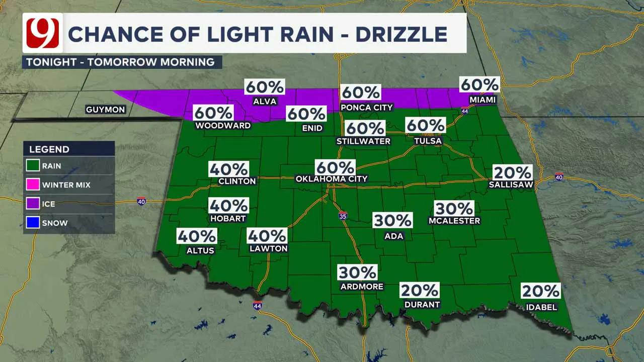 Rain chances Friday night and Saturday morning.