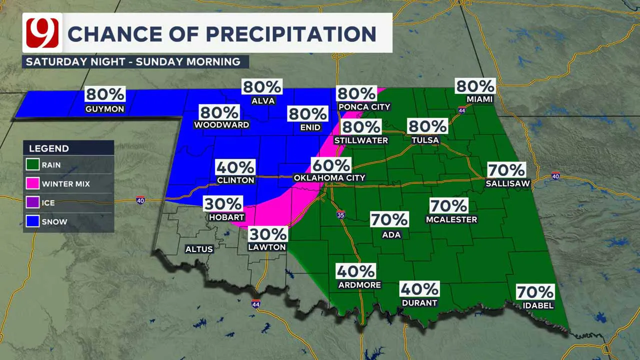 Rain chances Saturday night into Sunday morning.