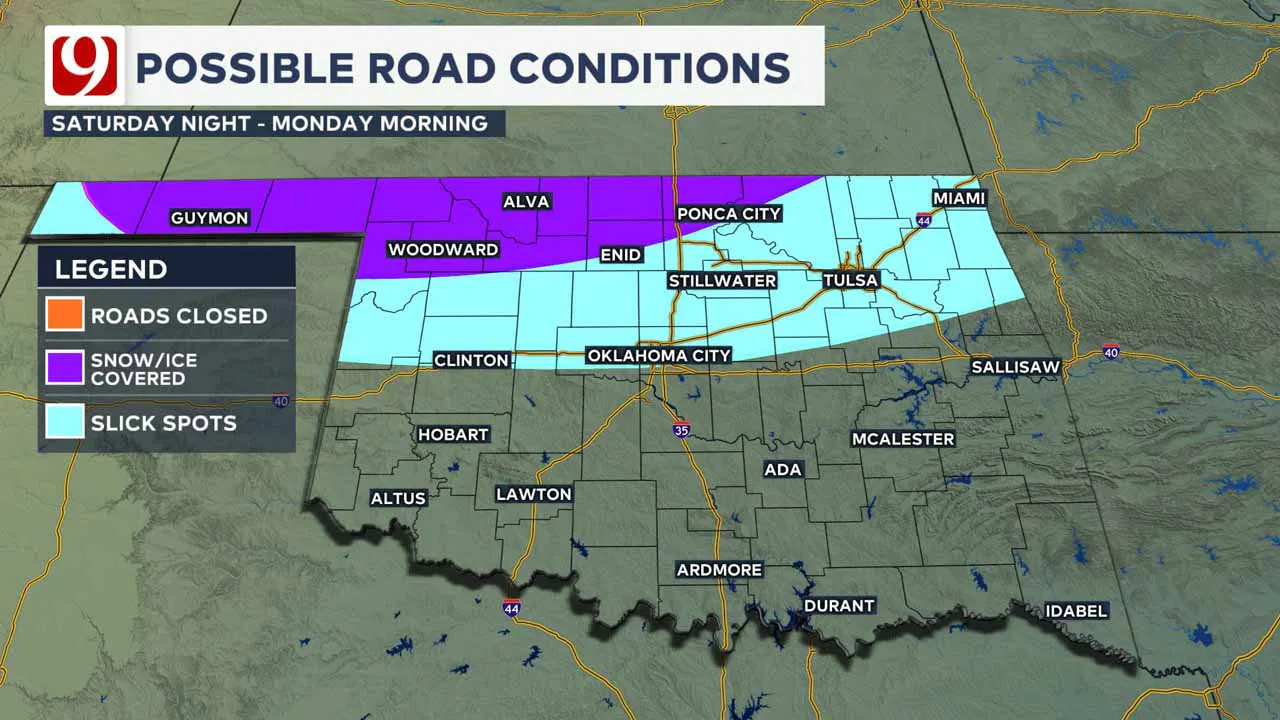 Road conditions through the weekend.