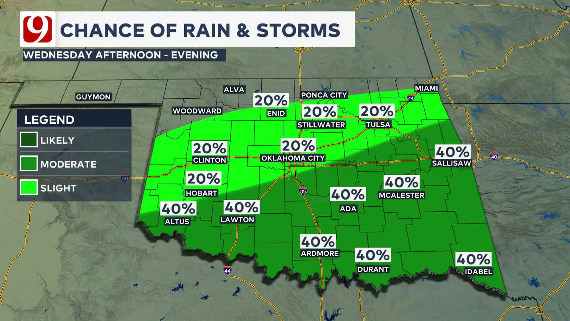 Storm chances on Wednesday.