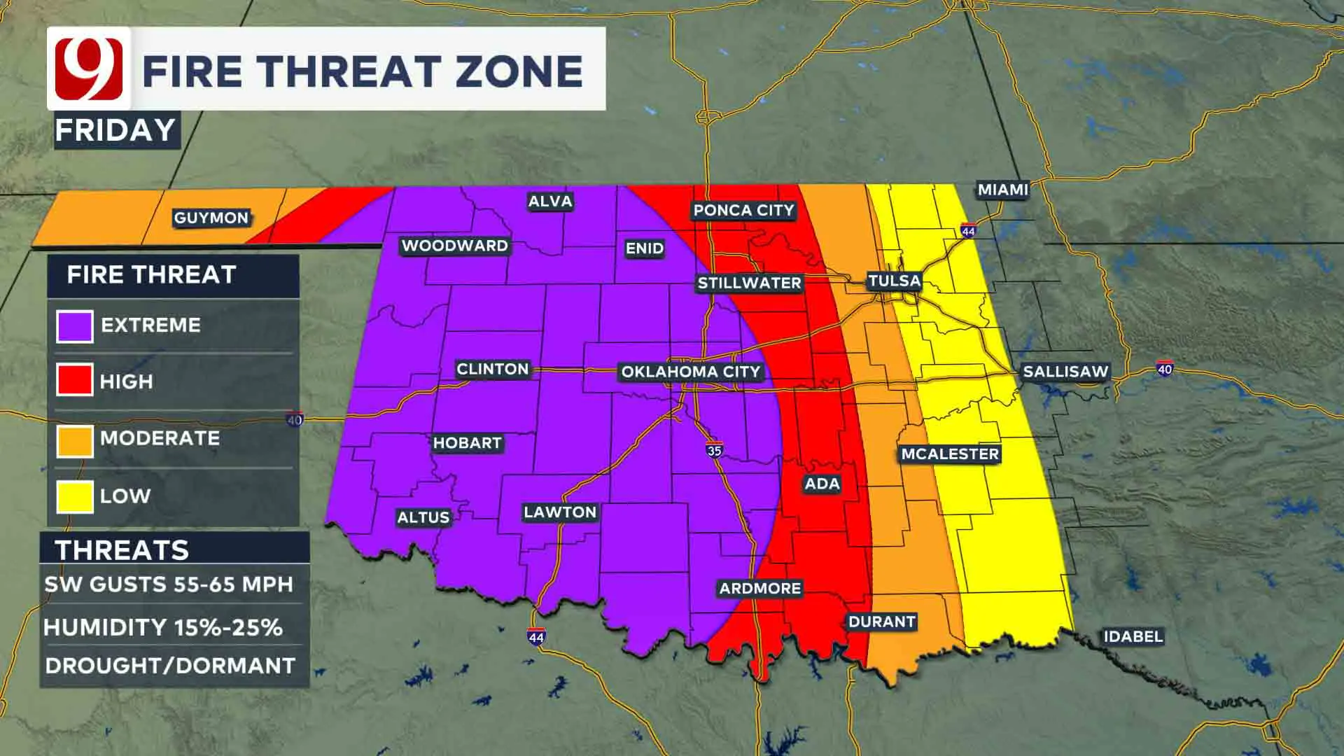 Wildfire threat on Friday.